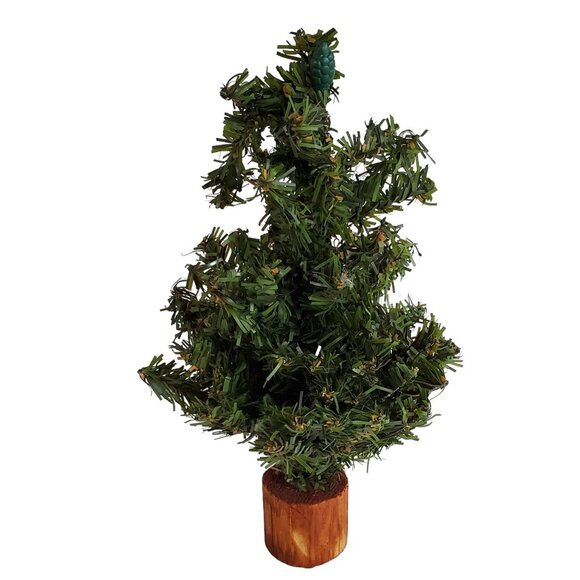 Lot of 5 Christmas Village Spruce Hemlock Trees Posable Bendable Wood Base - Picture 8 of 13